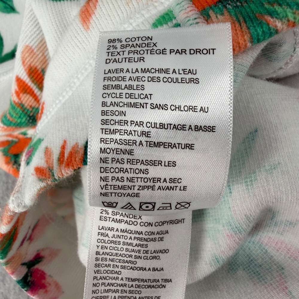 Tommy Bahama Floral Ribbed Full Zip Jacket White Orange Pink Green XXS SW221638 - Picture 6 of 12